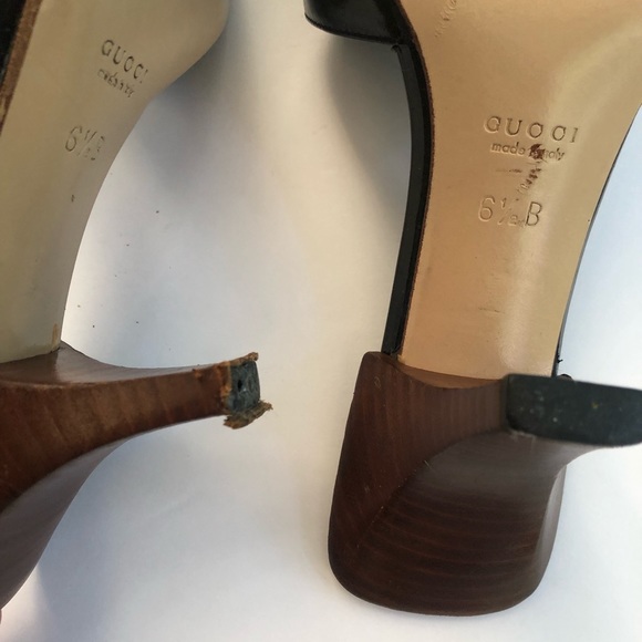 Vtg Rare Gucci Patent Leather Kitten Heels sandal - Picture 10 of 11